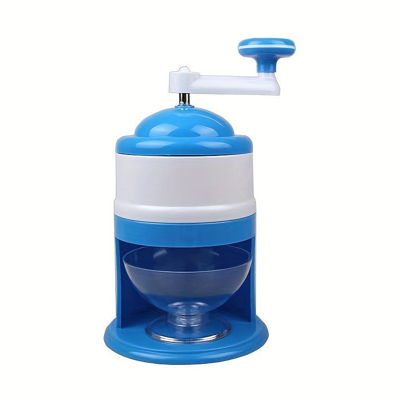 Hand-cranked ice shaver for summer parties picnics camping durable plastic blue white