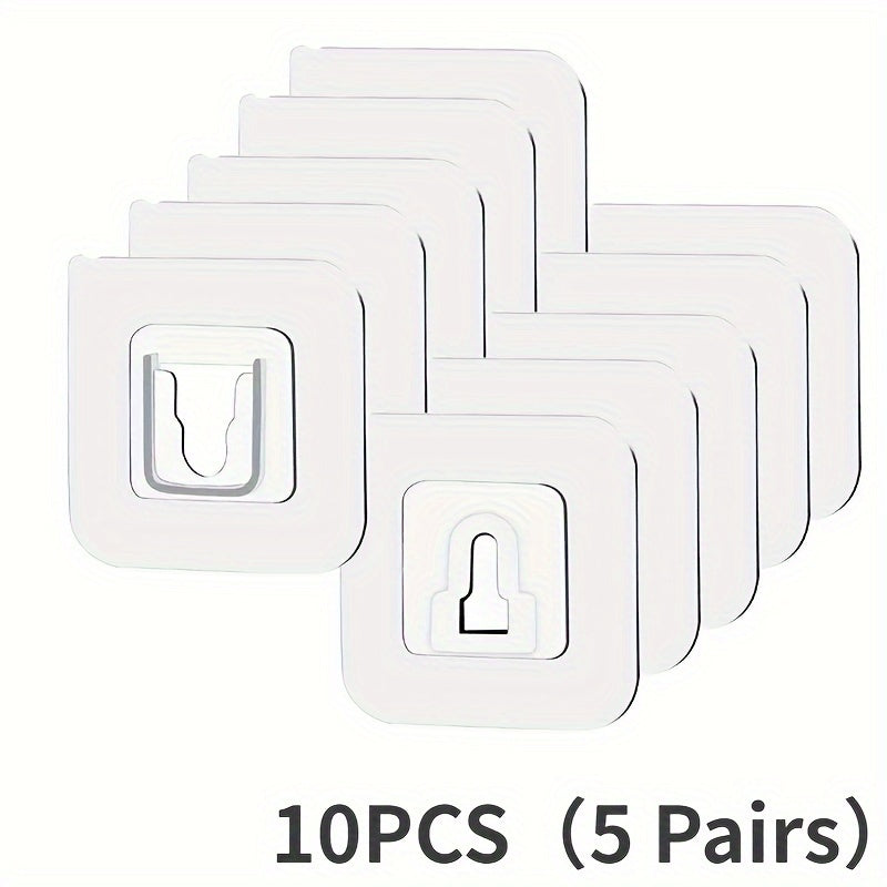 10-Pack Contemporary Wall-Mounted Utility Hooks with Adhesive for Home Organization