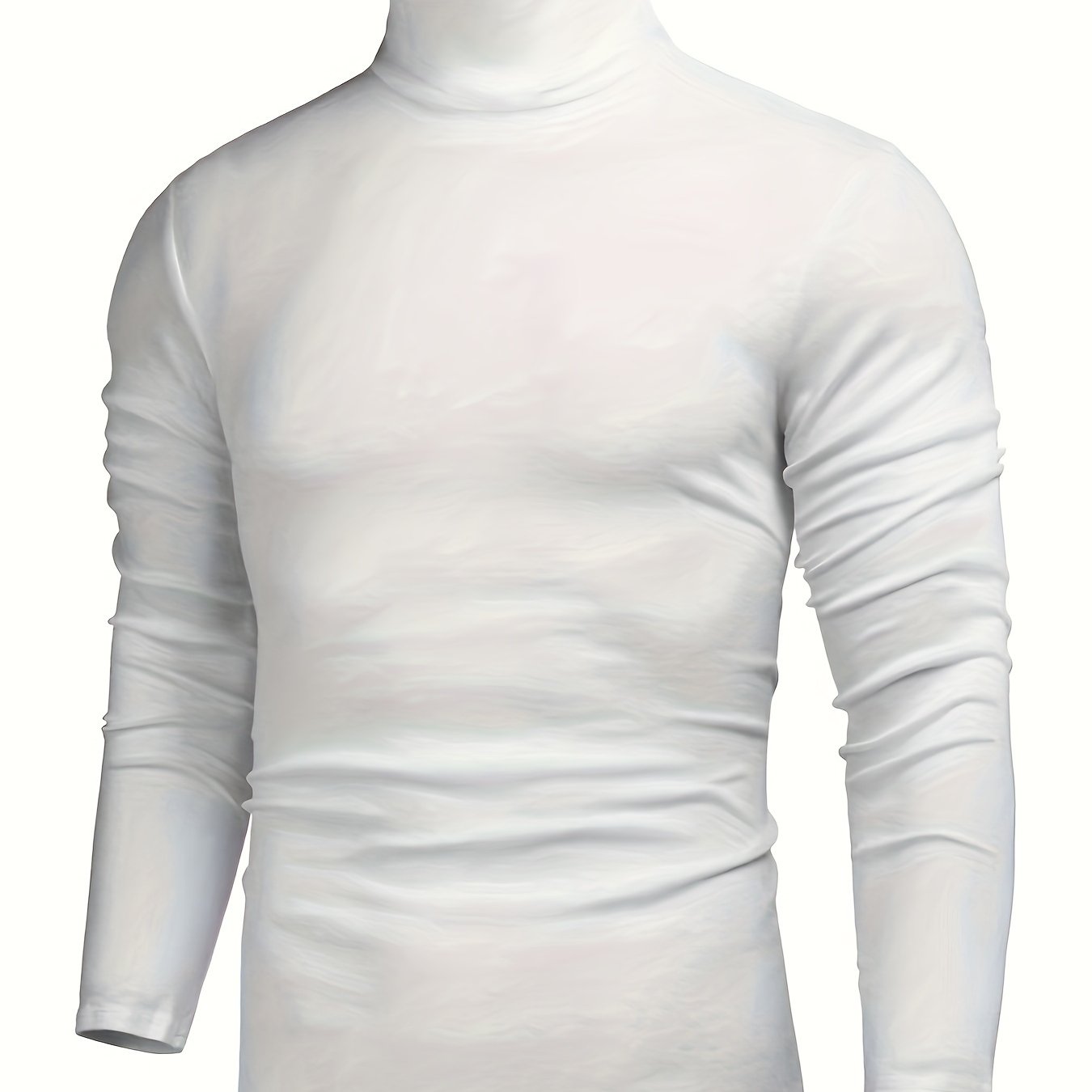 Men's Fleece-Lined High Collar Shirt for Fall and Winter Solid Polyester Spandex