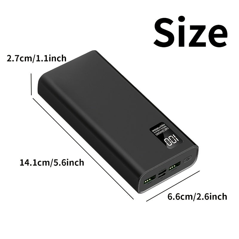 Portable 20000mAh Power Bank with 22.5W Fast Charging USB C PD QC LED Display