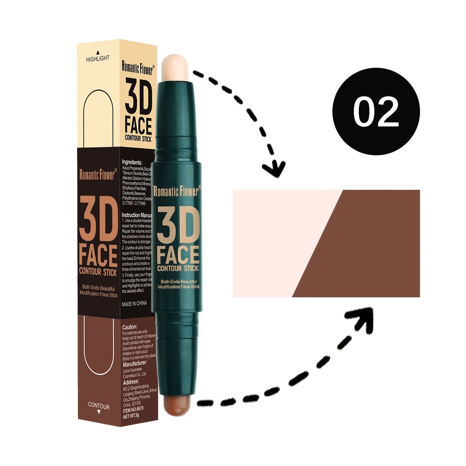 Barra de contorno doble para mujer, resaltador, corrector, a prueba de agua, maquillaje