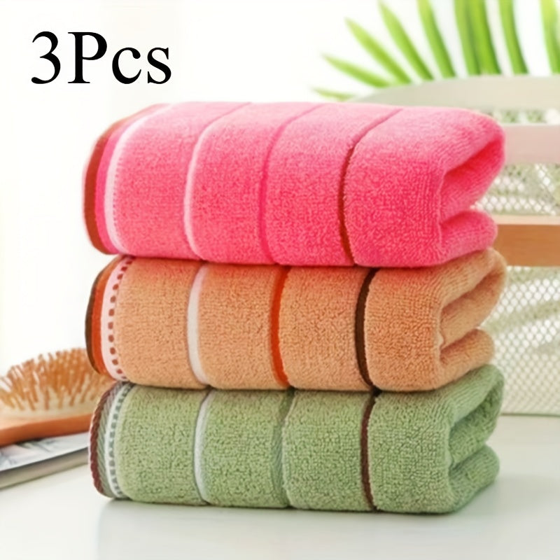 3-Piece Polyester Towel Set Woven Soft Absorbent Quick-Dry Bathroom Kitchen