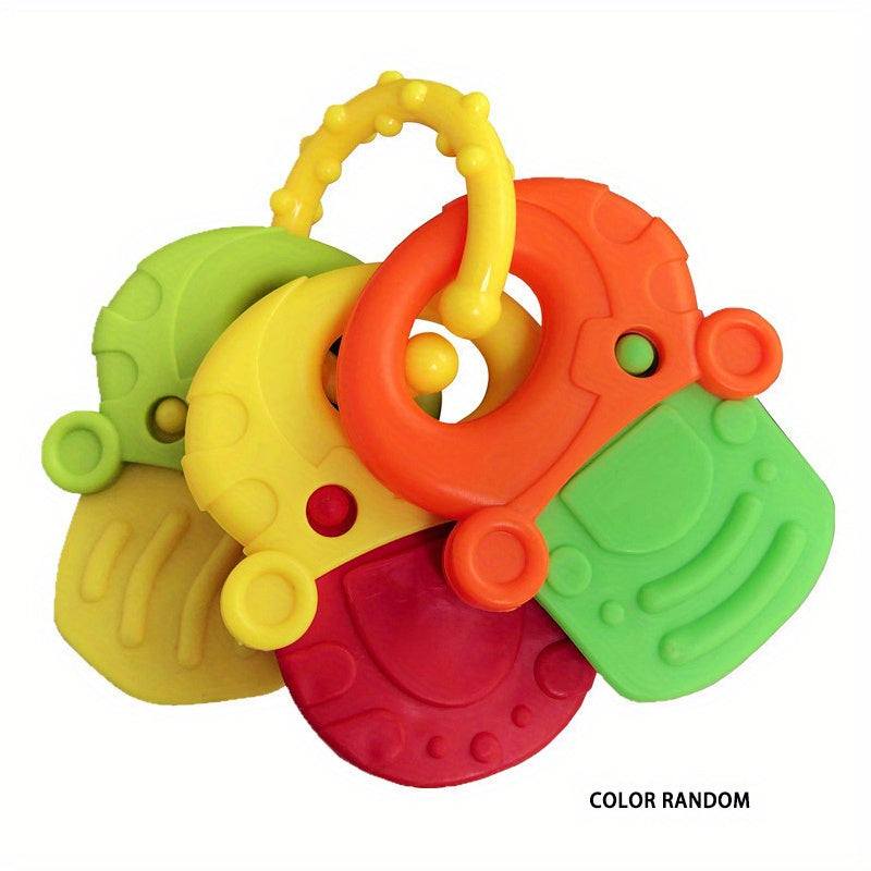 Silicone Teething Toys Set for Infants 0+ Includes Freezer Teether Keys and Fruit Shapes in Red