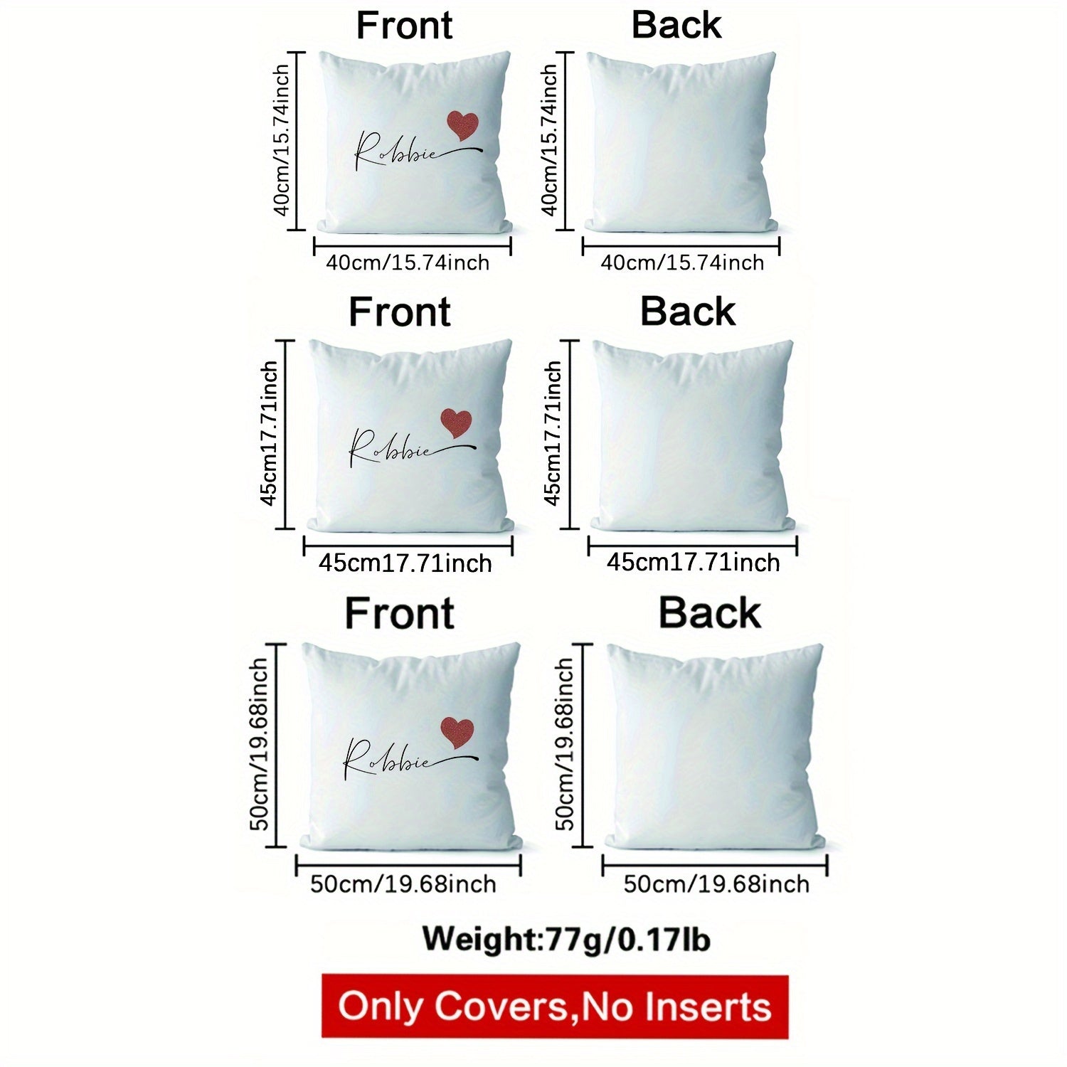 Personalized Velvet Pillowcase with Heart Pattern and Name for Nursery or Home Decor