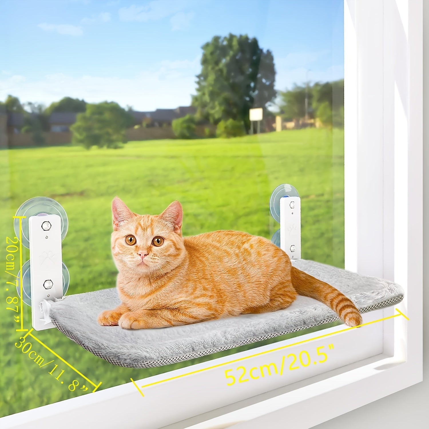 Foldable Cat Window Perch Hammock with Steel Frame Suction Cups Reversible Indoor Sunbathing Bed