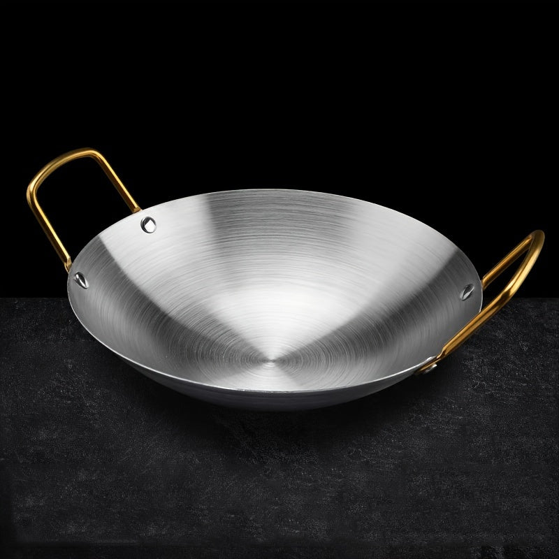 Wok de acero inoxidable duradero con recubrimiento antiadherente para cocinas de gas y cocina en casa