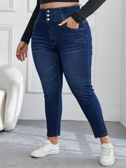 Ayollar uchun kattaroq o'lchamdagi flare jinsi, denim, rang-barang, elastik, qulay cho'ntaklar