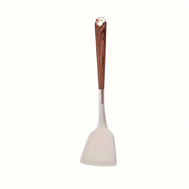 Premium Silicone Spatula with Wood Grain Handle, Heat-Resistant, Non-Stick Safe