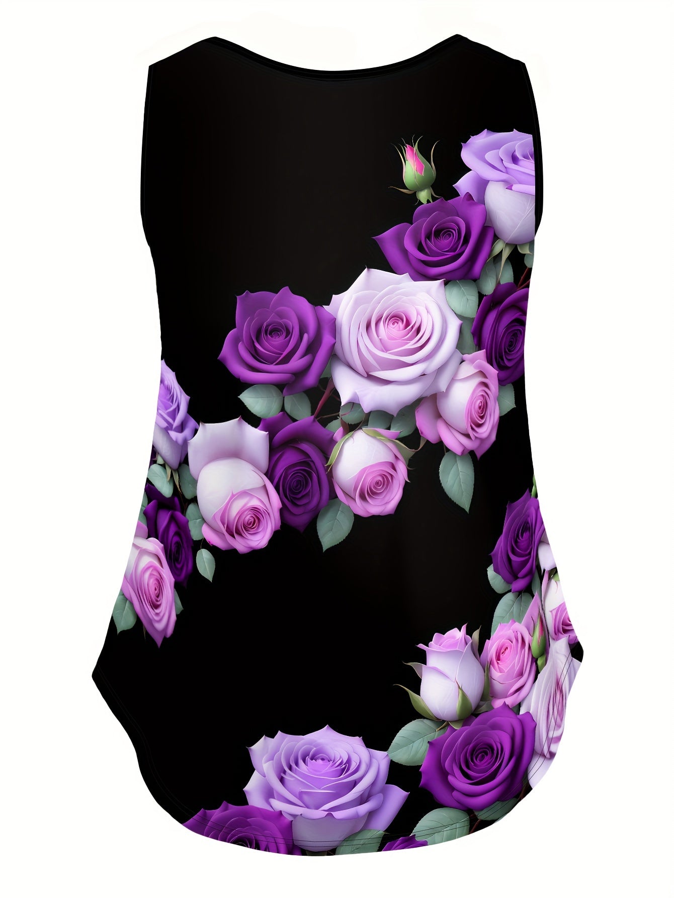 Plus Size Floral Print Tank Top Casual Sleeveless Summer Women