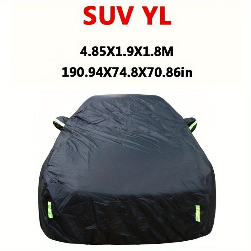 Universal avtomobil qopqog'i tashqi quyosh, qor, UV, suv o'tkazmaydigan, zipli, qora, S-XXL