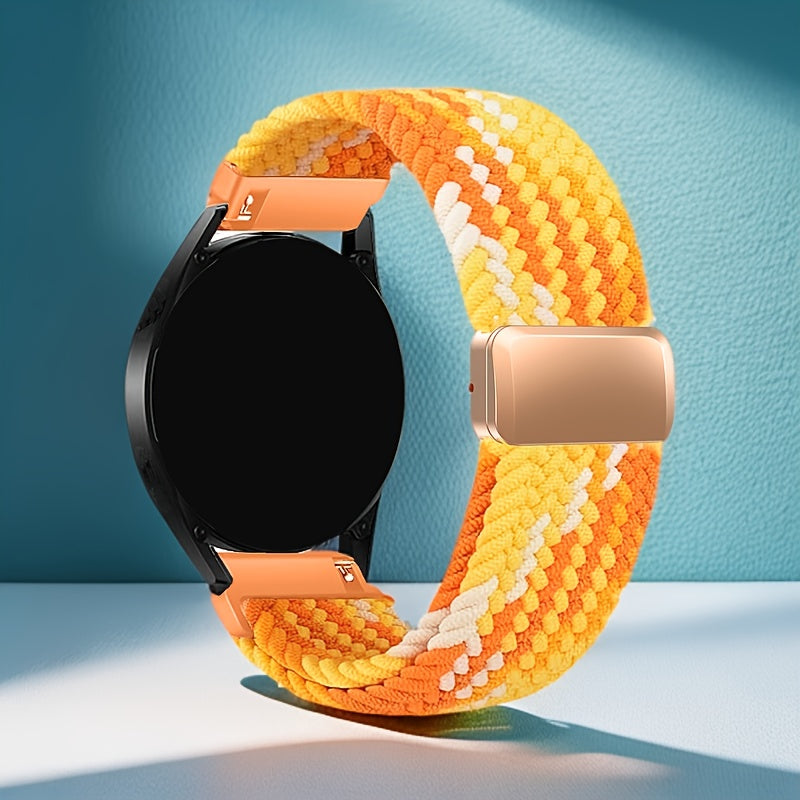 Polyamide Elastic Woven Smartwatch Band with Magnetic Clasp 18mm 20mm 22mm Compatible with Samsung Huawei Xiaomi