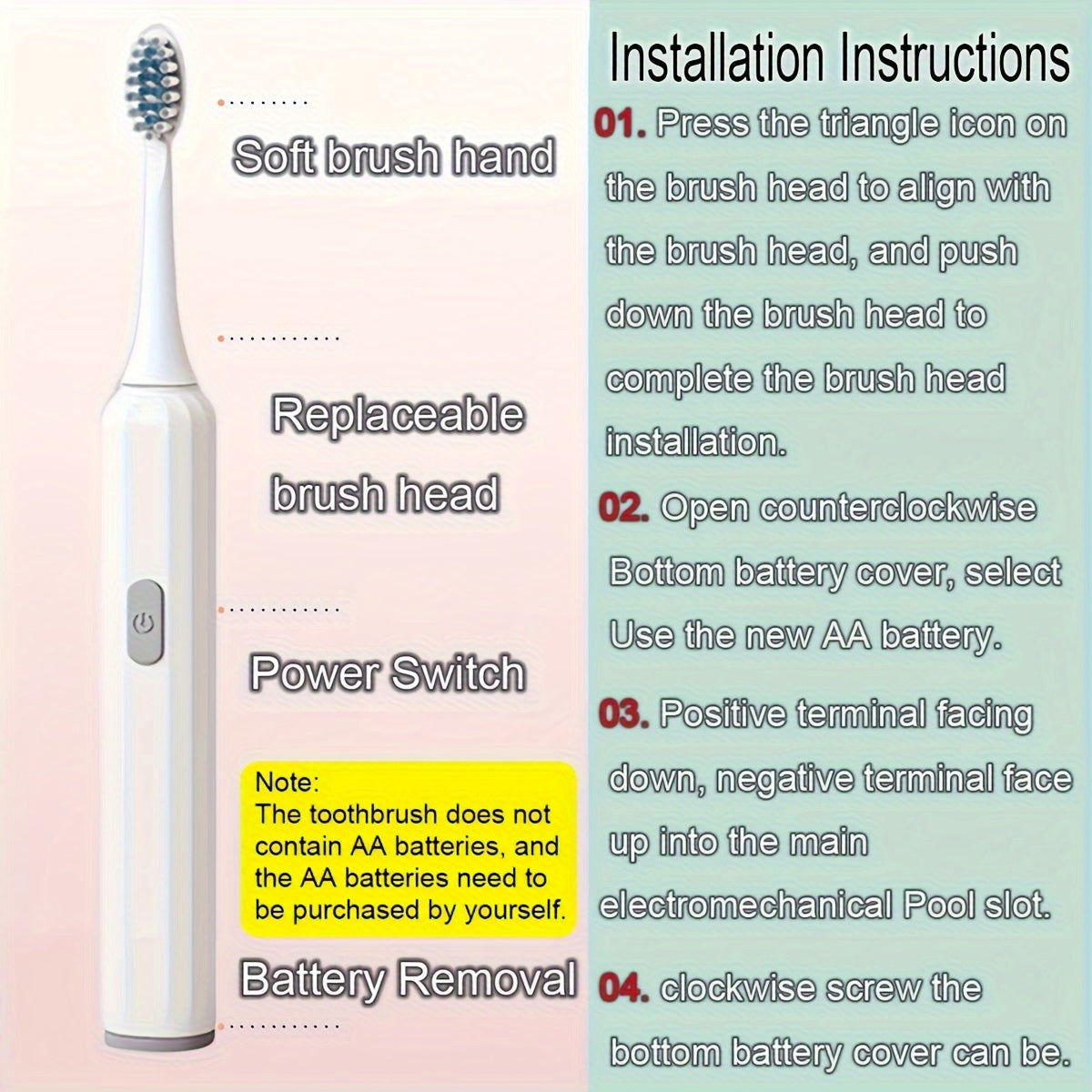 Unisex Soft Brush AA Battery Powered Portable Personal Care Tool