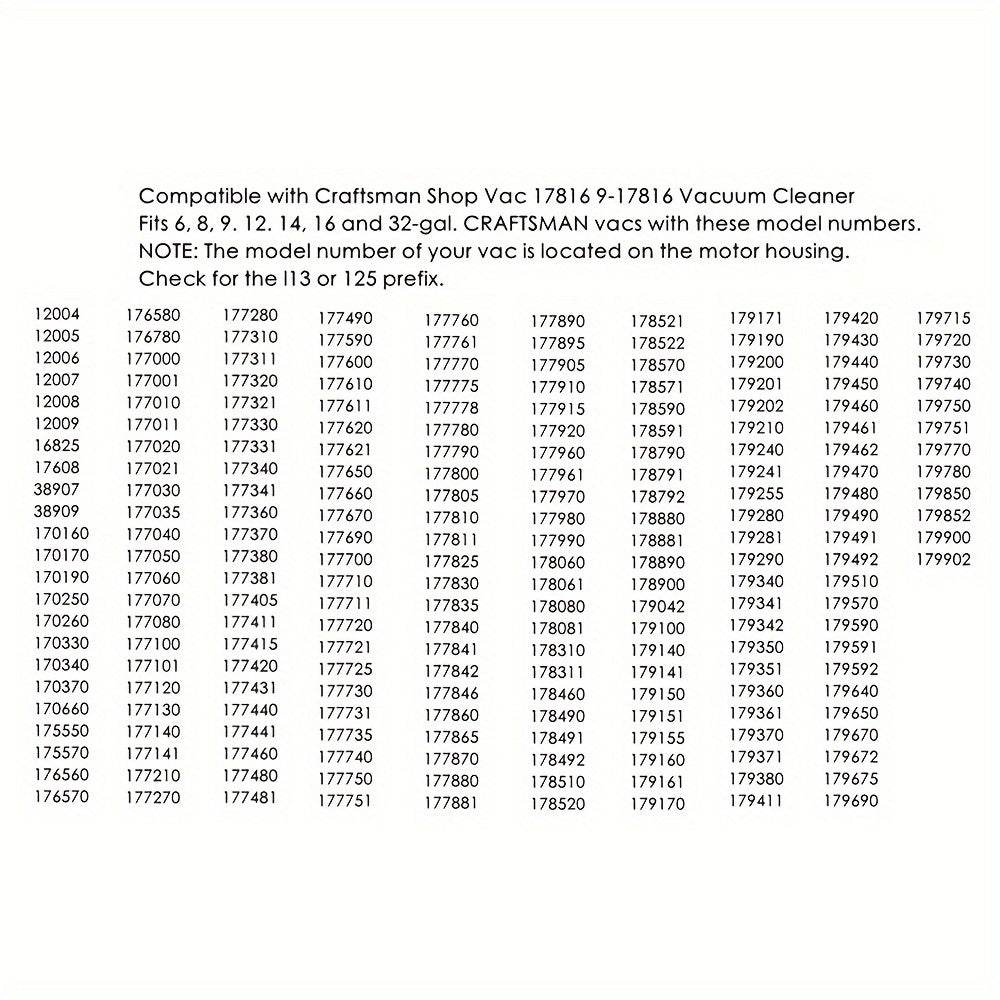 "Craftsman Shop Vac'ingizni Premium Qizil Chiziq Karton Filtri bilan yangilang. 18.93 L va undan katta nam/quruq vakuumlar uchun mo'ljallangan, bu filtr Model 17816 bilan mos keladi. Takomillashtirilgan qiyshiq dizayni bilan, u hayvonlarning terisi va..."