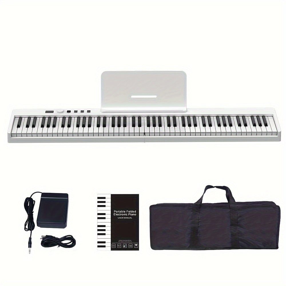 88-Key Electronic Piano Keyboard with Dual Rhythm and Timbre, Includes Carry Bag and Sustain Pedal