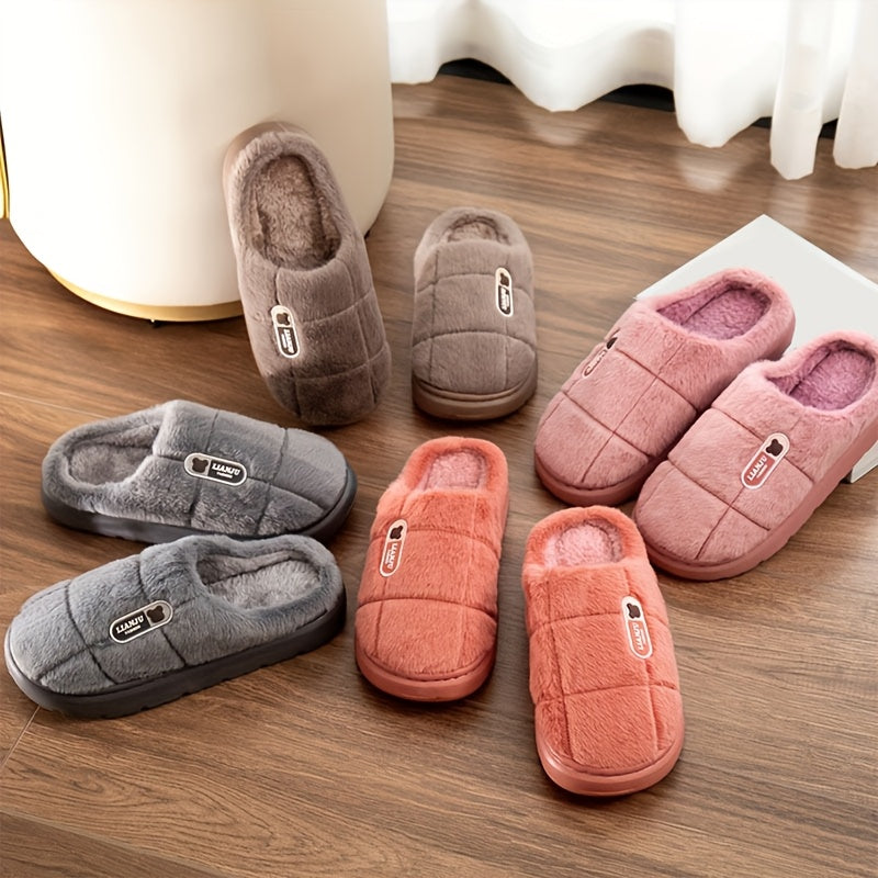 Women's Plush Slippers Warm Anti-slip Indoor Footwear for Autumn and Winter