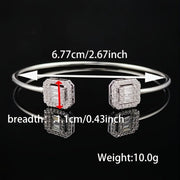 Women’s Copper Open Cuff Bracelet with Square Synthetic Zirconia Stylish Jewelry