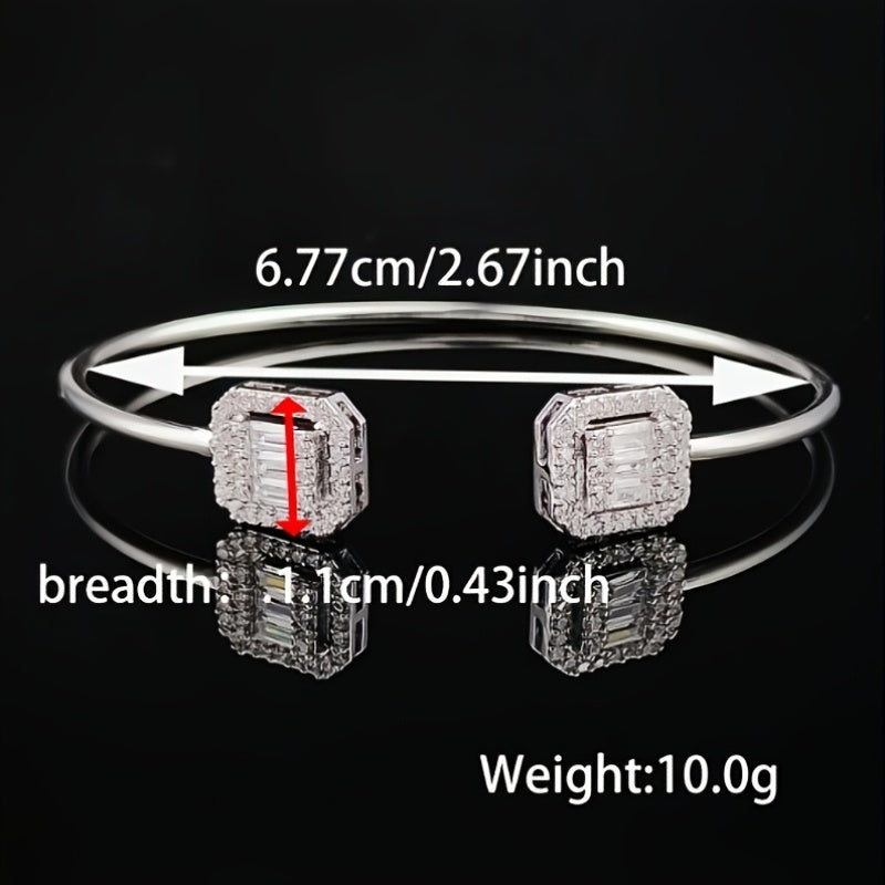 Women’s Copper Open Cuff Bracelet with Square Synthetic Zirconia Stylish Jewelry