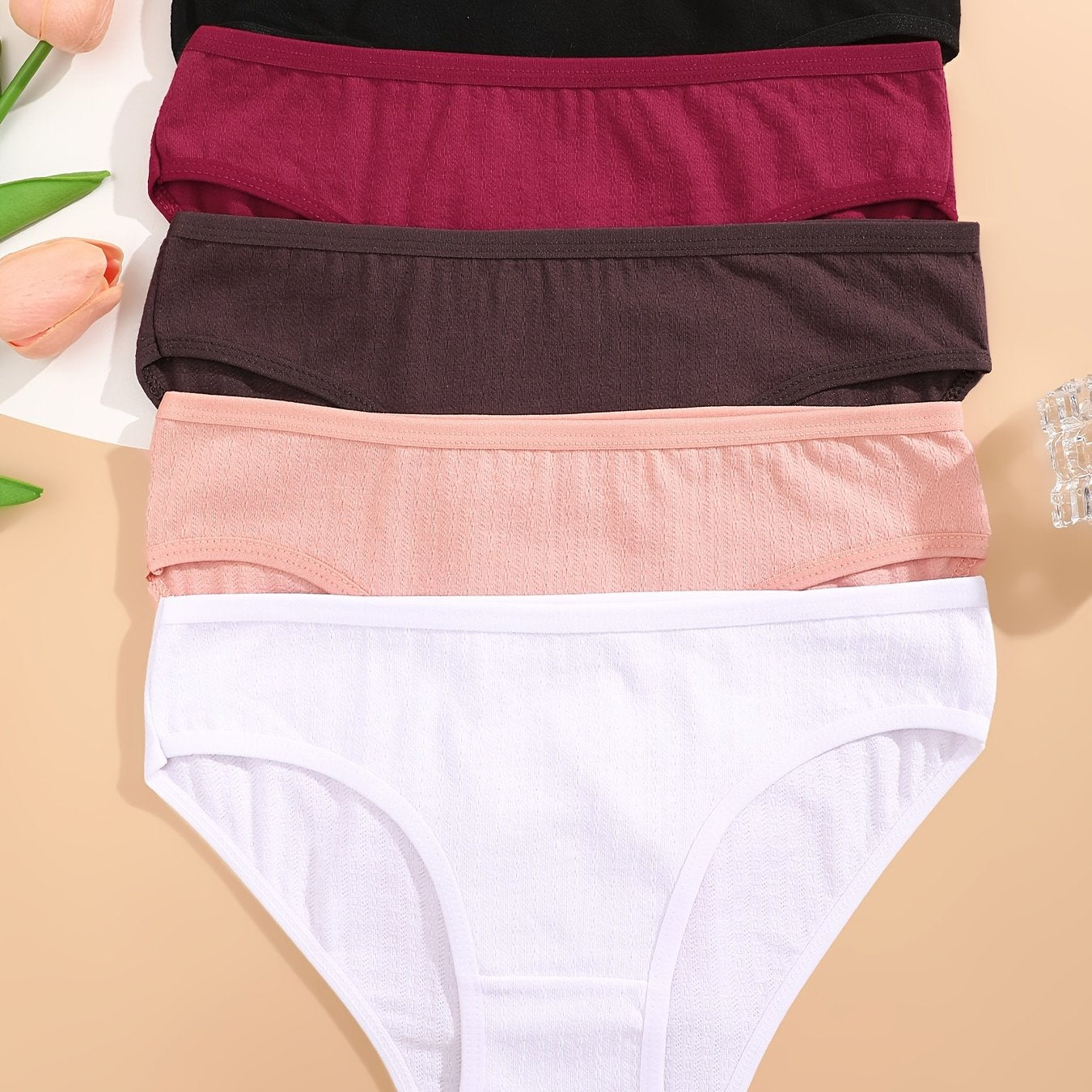 Women's Cotton Briefs 5 Pack Breathable Stretchy Comfortable Underwear