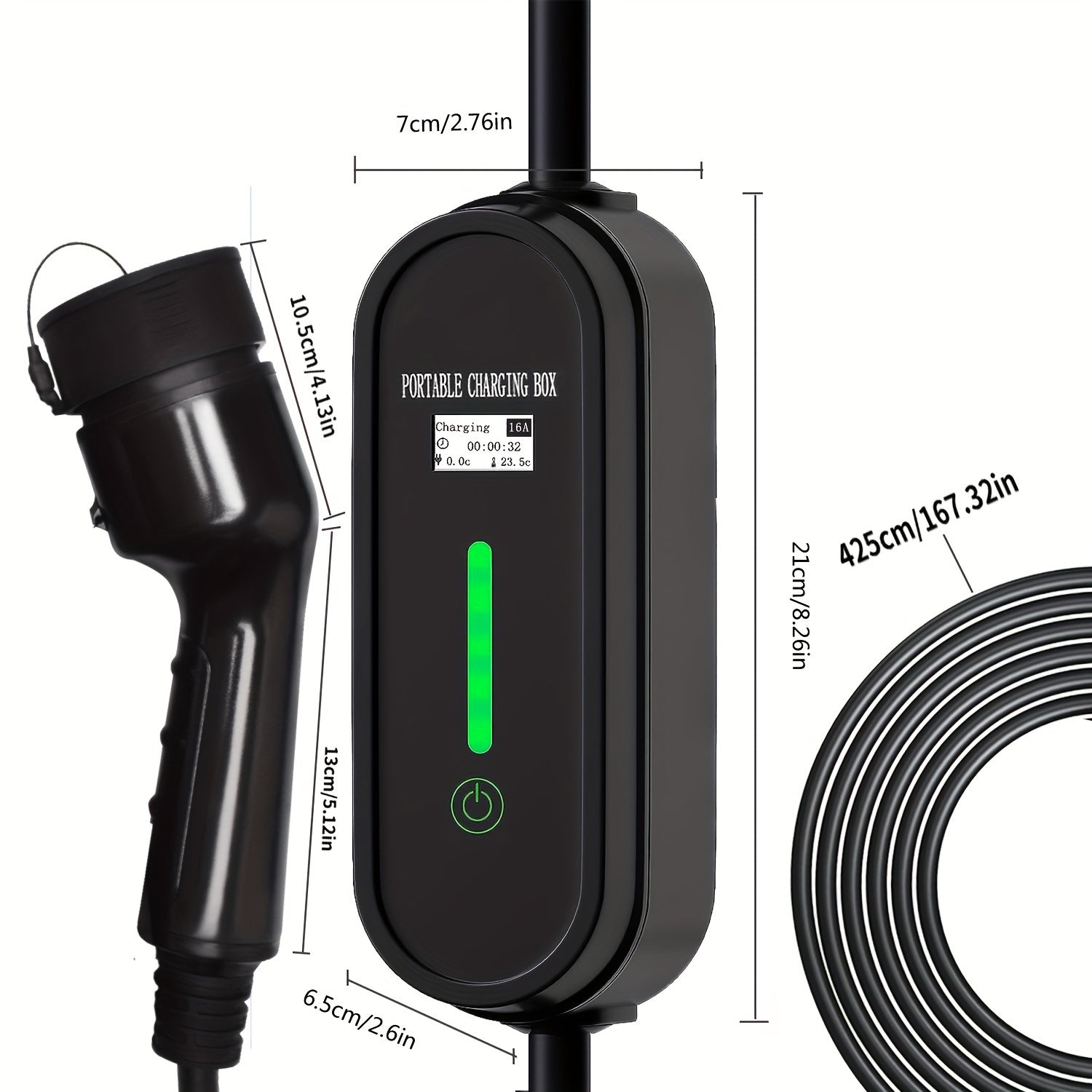 Cargador universal para vehículos eléctricos con cable de 5M, carga rápida AC, 16A