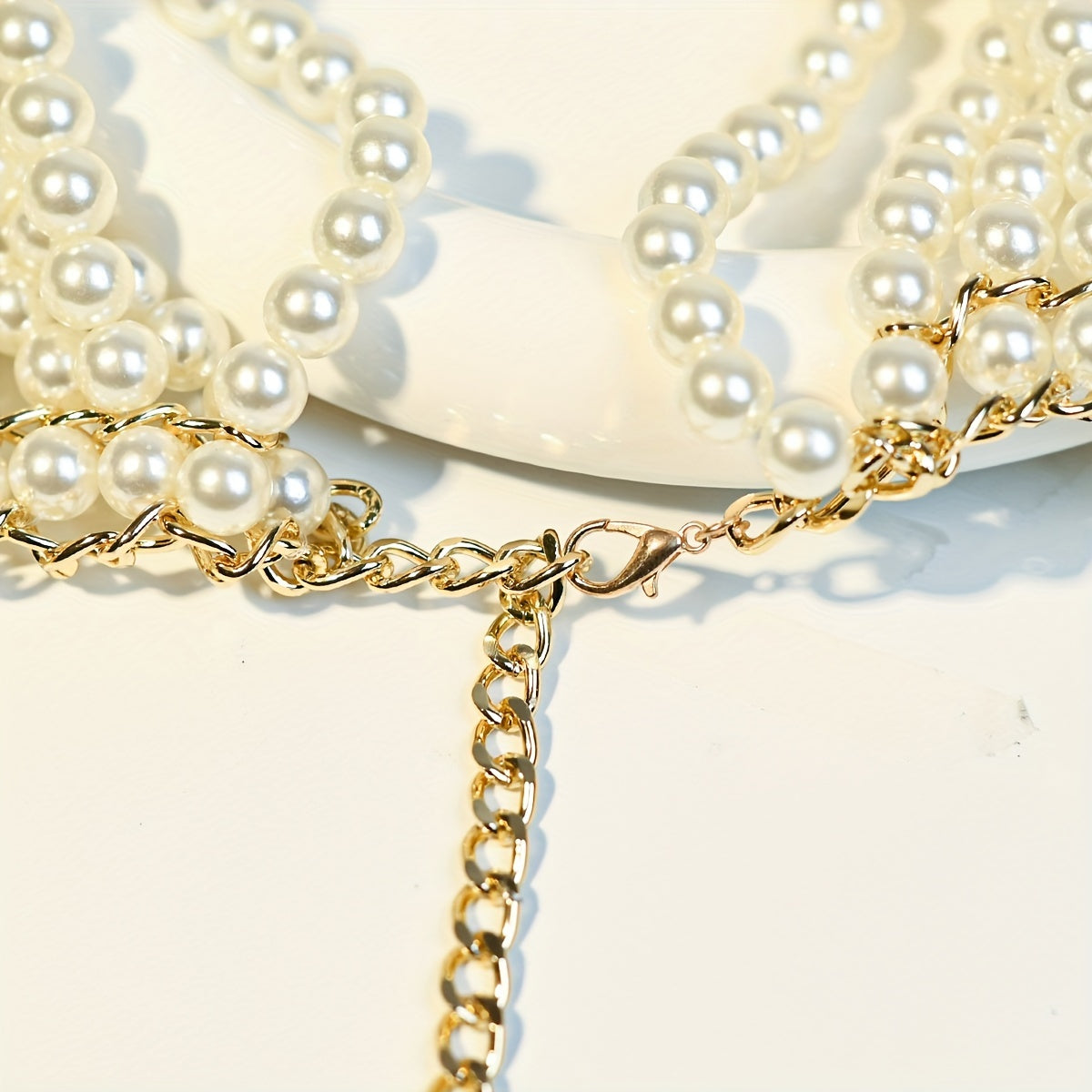 Women's Faux Pearl Beaded Body Chain Multi-Layer Jewelry for Elegant Dress
