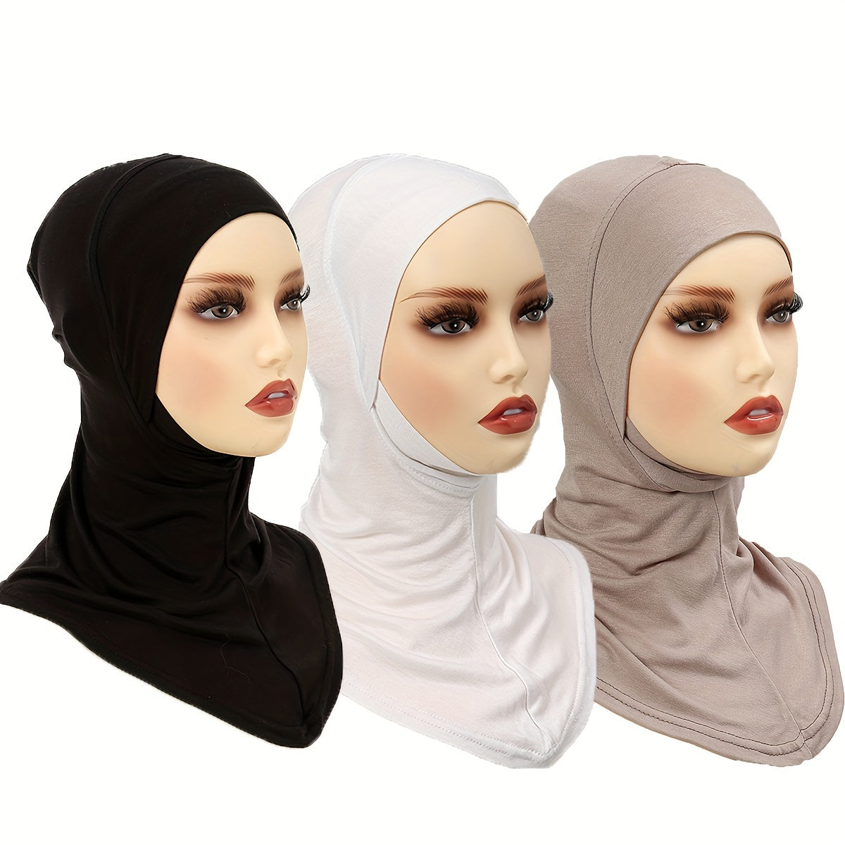 3-to'plamli to'liq rangli polyester hijab shalvlar nafas oladigan, quyoshdan himoyalovchi, cho'zilmaydigan