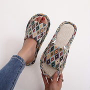 Women's Linen Slip-On Slippers Breathable Open-Toe Indoor Outdoor