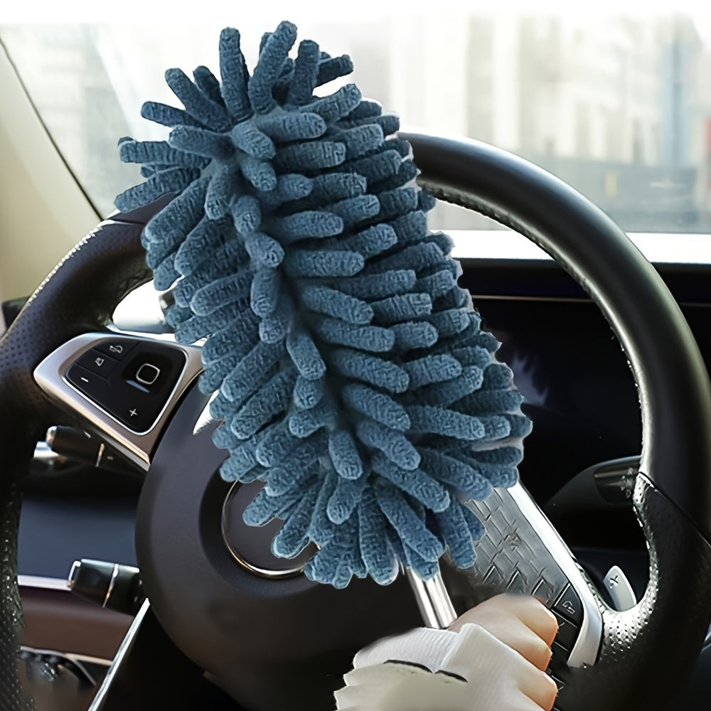 Мини-набор для очистки автомобиля с выдвижной ручкой, микрофибровыми сменными насадками