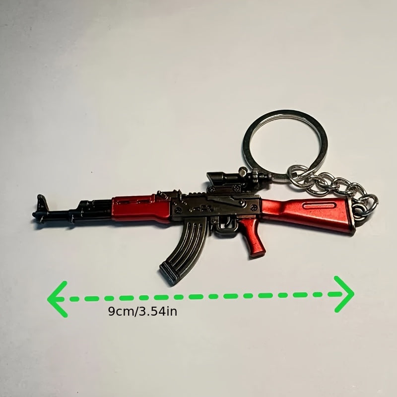 Miniature Zinc Alloy AKM Keychain for PUBG Style Backpack Accessory