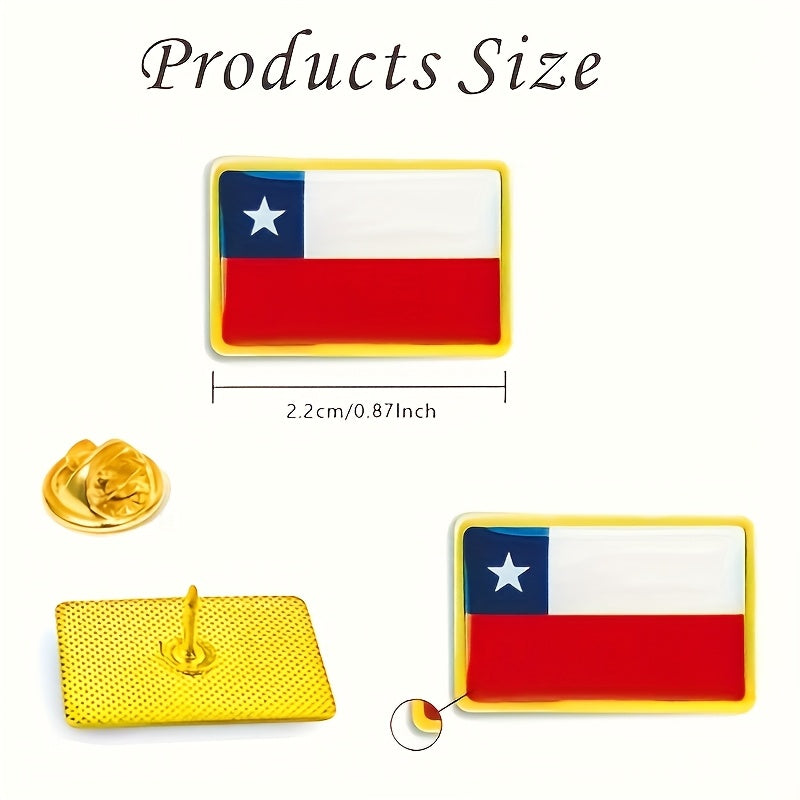 Набор из 20 винтажных латунных значков с чилийским флагом в квадратной форме для одежды и сумок