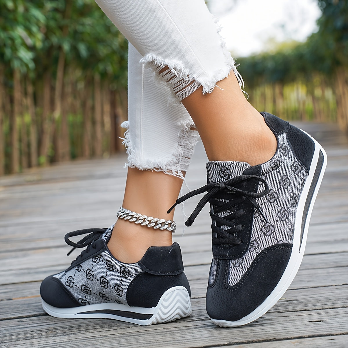 Women's Fashion Sneakers All-Season Low Top Casual Lace-Up Round Toe Rubber Sole
