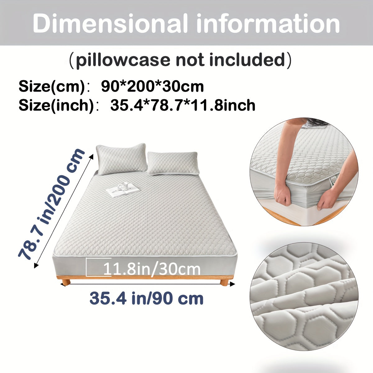 Muz his-tuyg'usi dizayni bilan Lateks Cool Matras Qoplamasi, Bir xil rang, Mashinada yuvish mumkin, Qalin tikilgan ip. Yotoqxonalarga, Talabalar yotoqxonalari, Mehmonxonalar uchun mos. Yostiq qoplamalari kiritilmagan.