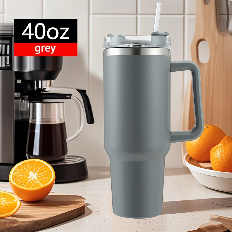 Vaso aislante de acero inoxidable con asa y pajilla para bebidas calientes y frías 20oz