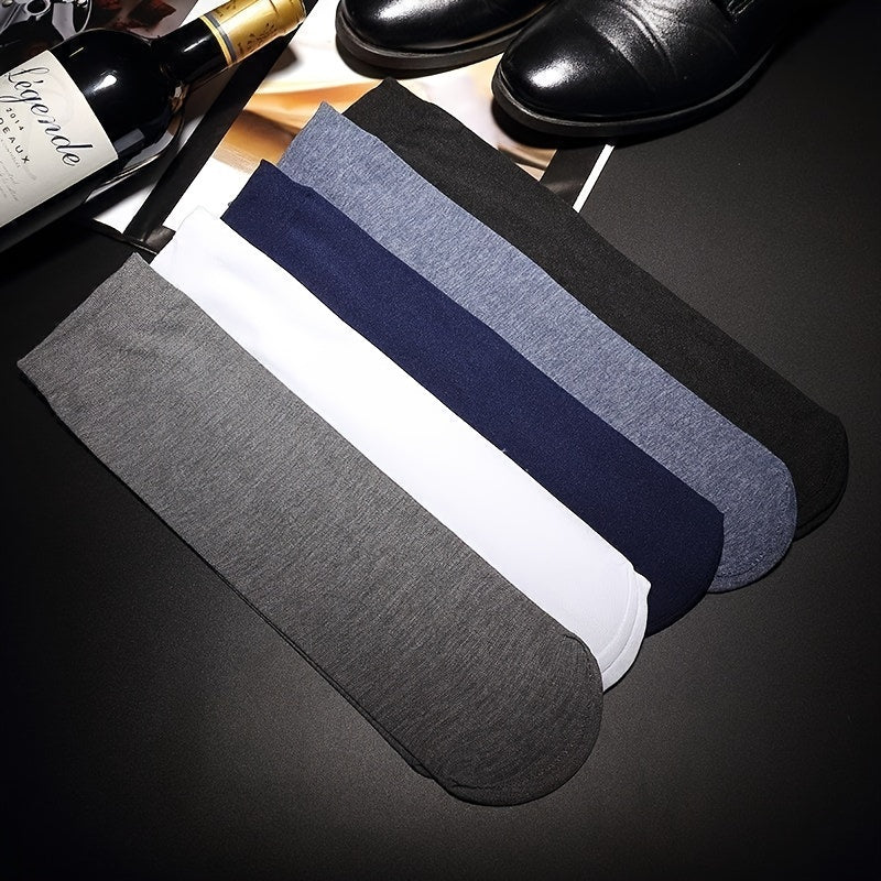 Set of 8 Men's Breathable Odor-Resistant Steel Fiber Summer Socks Mid-Tube Business