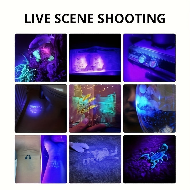 Rechargeable UV Flashlight for Pet Urine Stains Resin Curing Scorpion Hunting 395nm