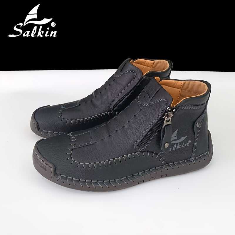 Women's Leather Short Boots Casual Outdoor Flat Booties