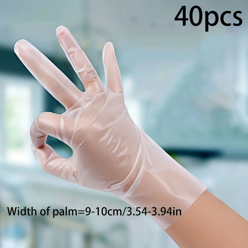 20-40 Pcs TPE Disposable Gloves Latex-Free Powder-Free Waterproof Clear Kitchen Cleaning