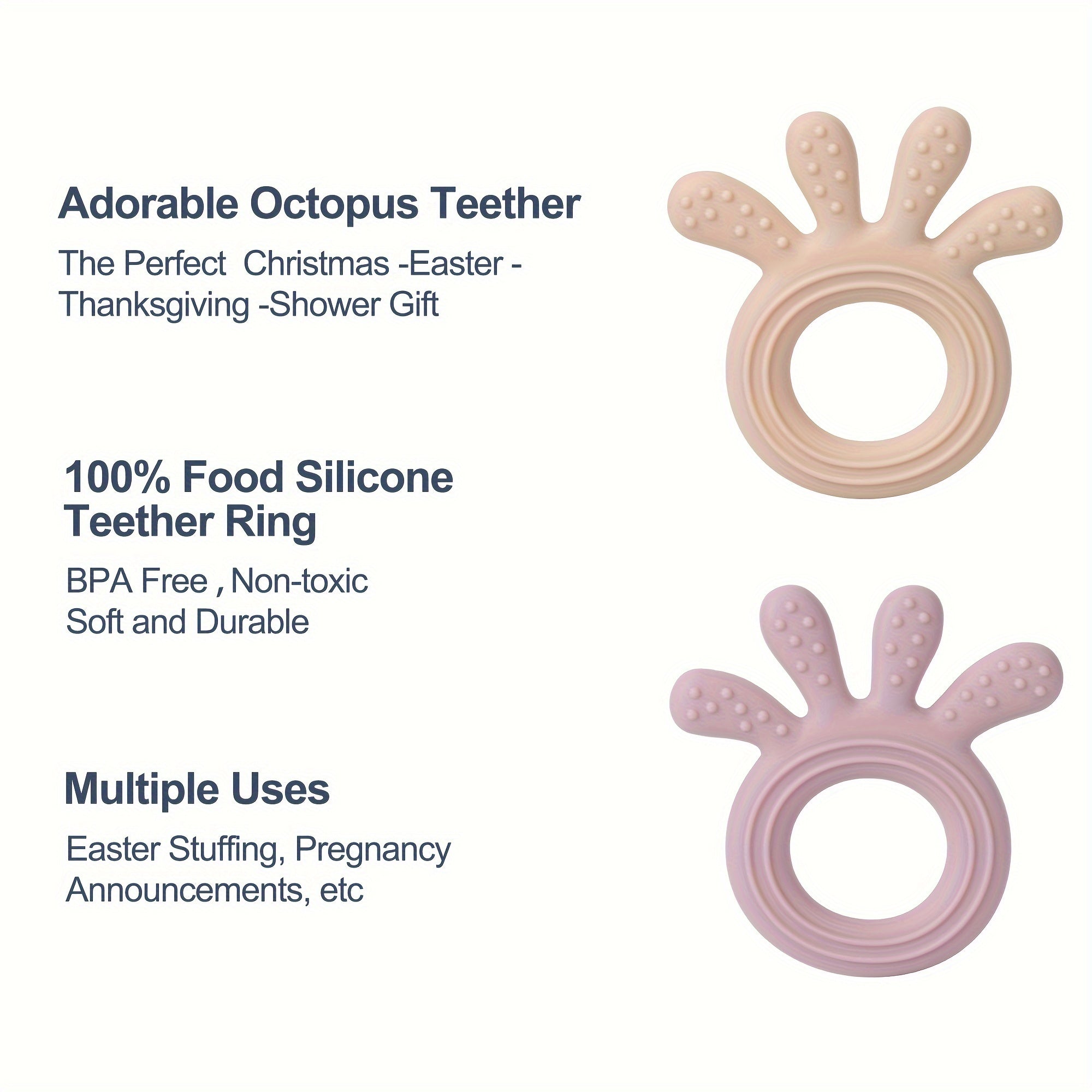 Baby Silicone Teether Toy for Infants and Toddlers Soft Textured BPA Free Fingerlike Design Dishwasher Safe