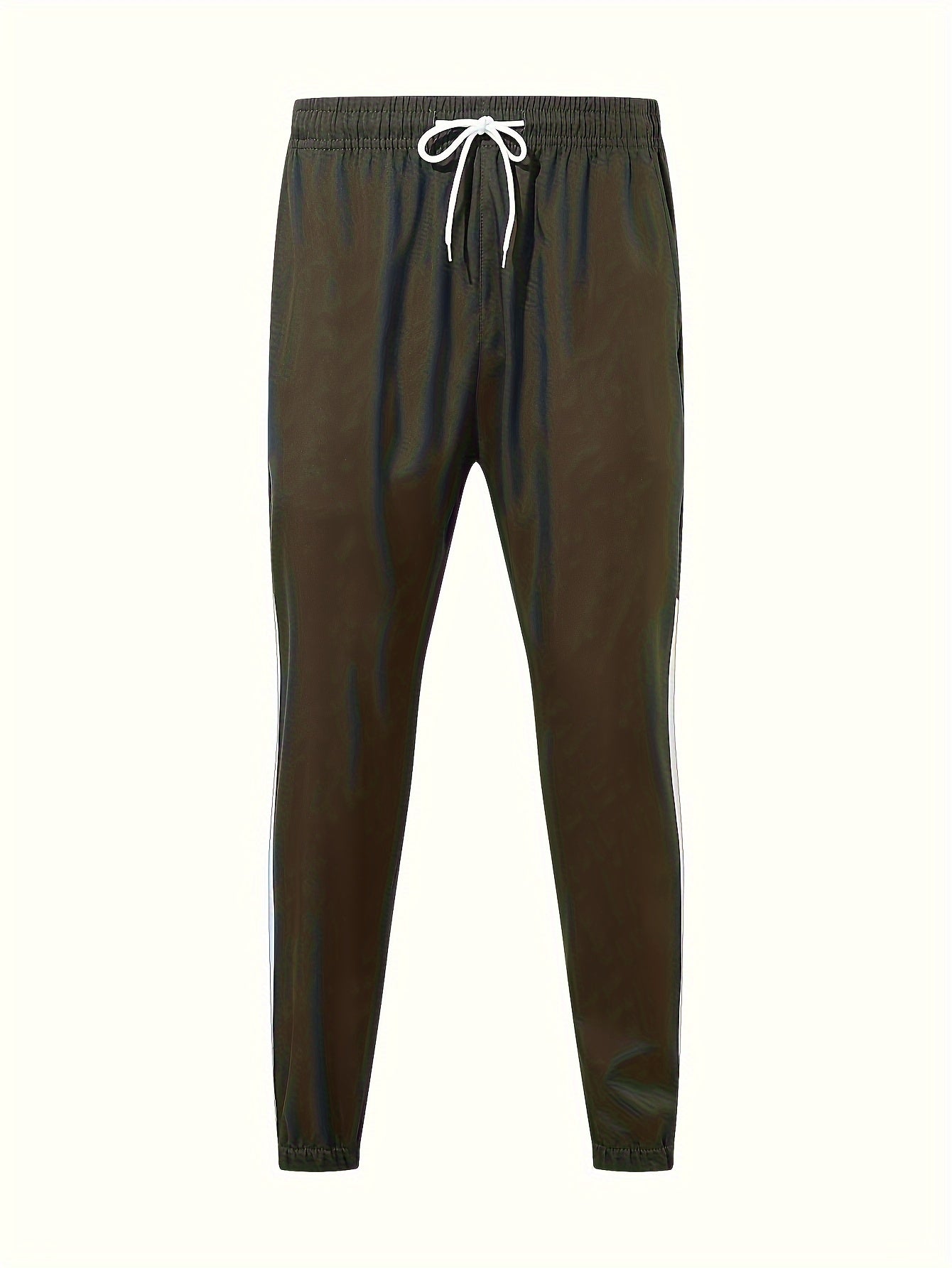 Men's Polyester Sportswear Set Hooded Jacket and Long Pants Solid Color Loose Fit Spring Fall