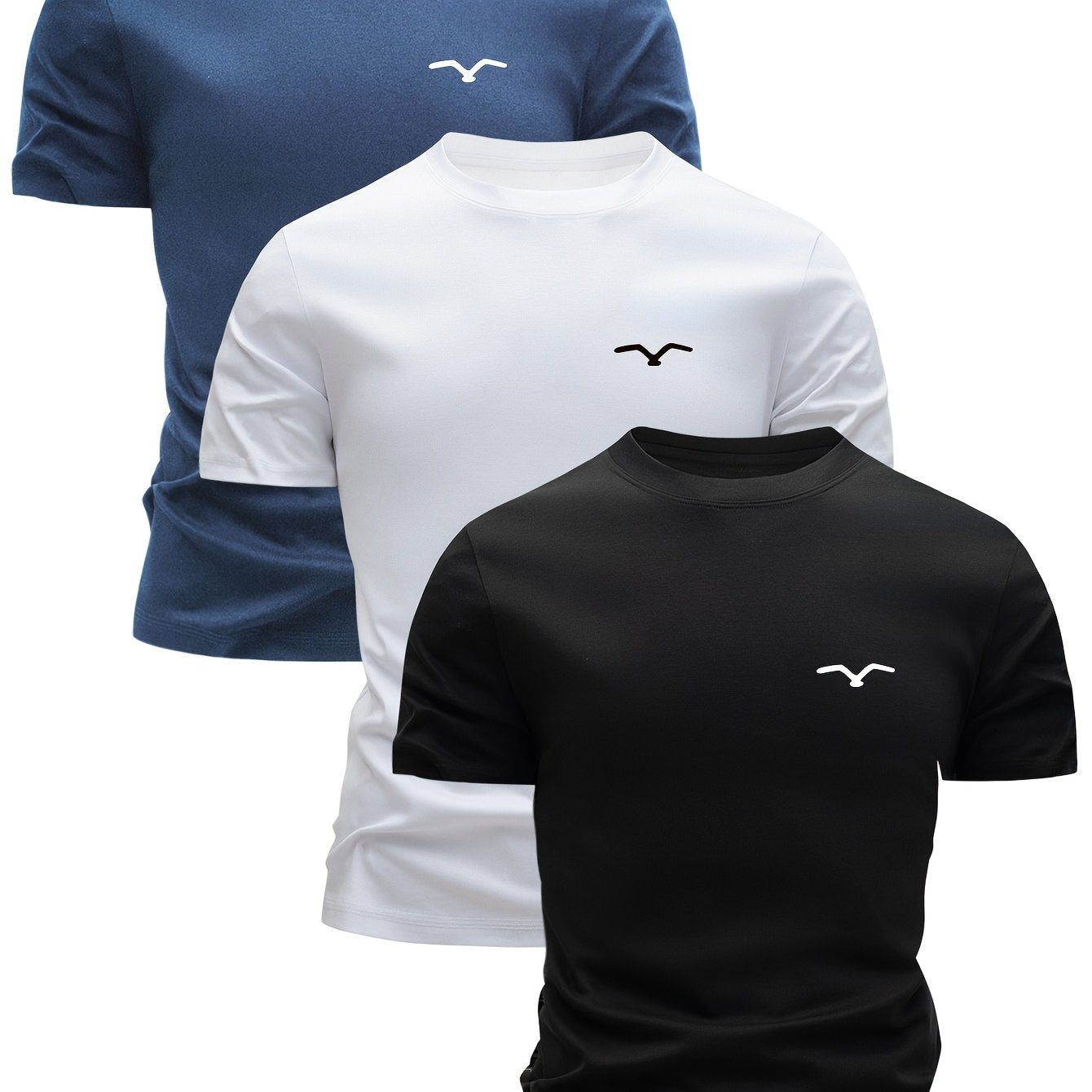 Set of 3 Men's Breathable Cotton T-Shirts for Summer Casual Wear