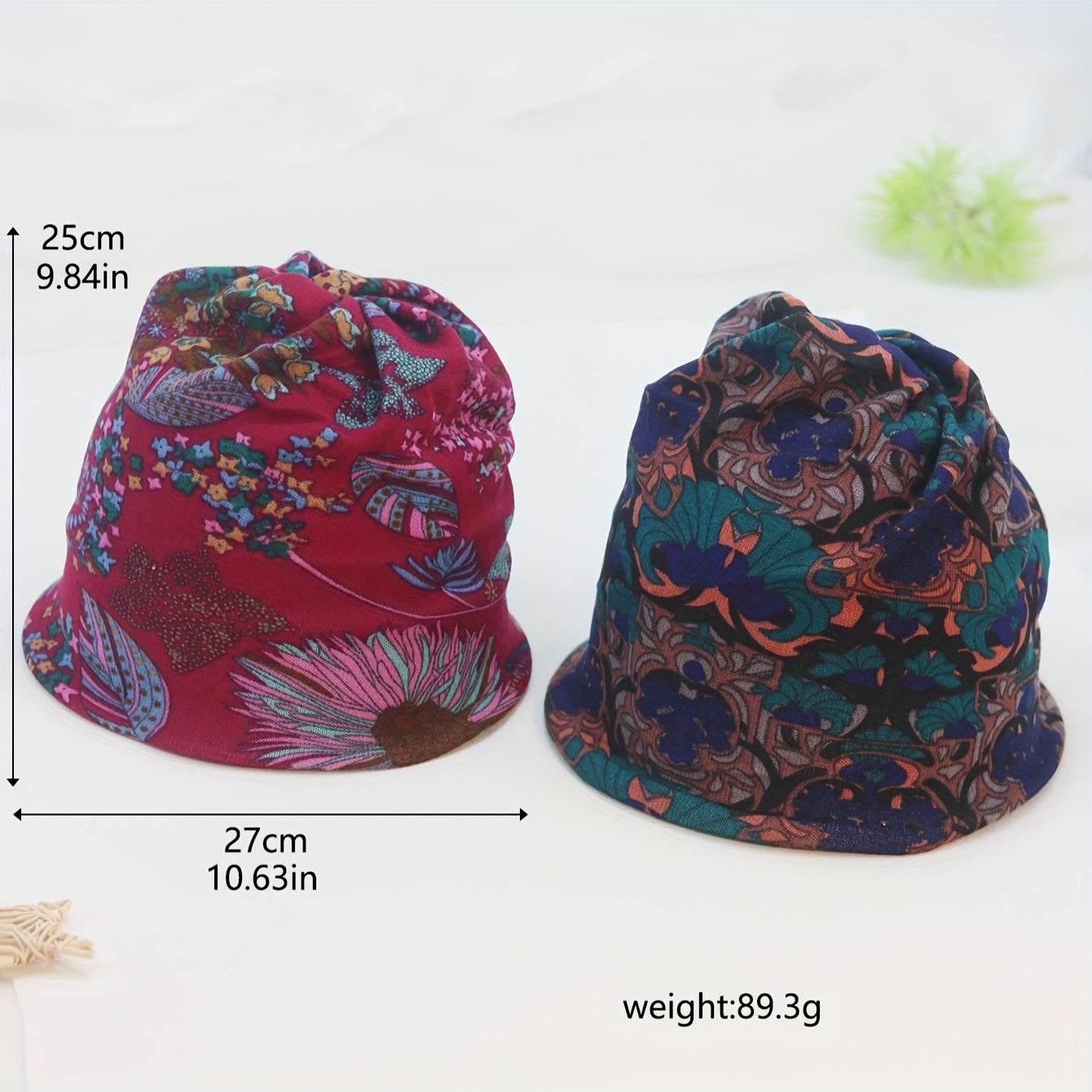 Set of 2 Retro Print Neck Gaiters Boho Style Soft Warm Winter Windproof Infinity Scarves