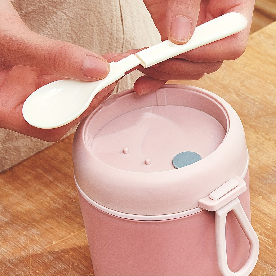 Stainless Steel 530ml Soup Cup with Leakproof Spoon Lid Portable Food Jar for Lunch