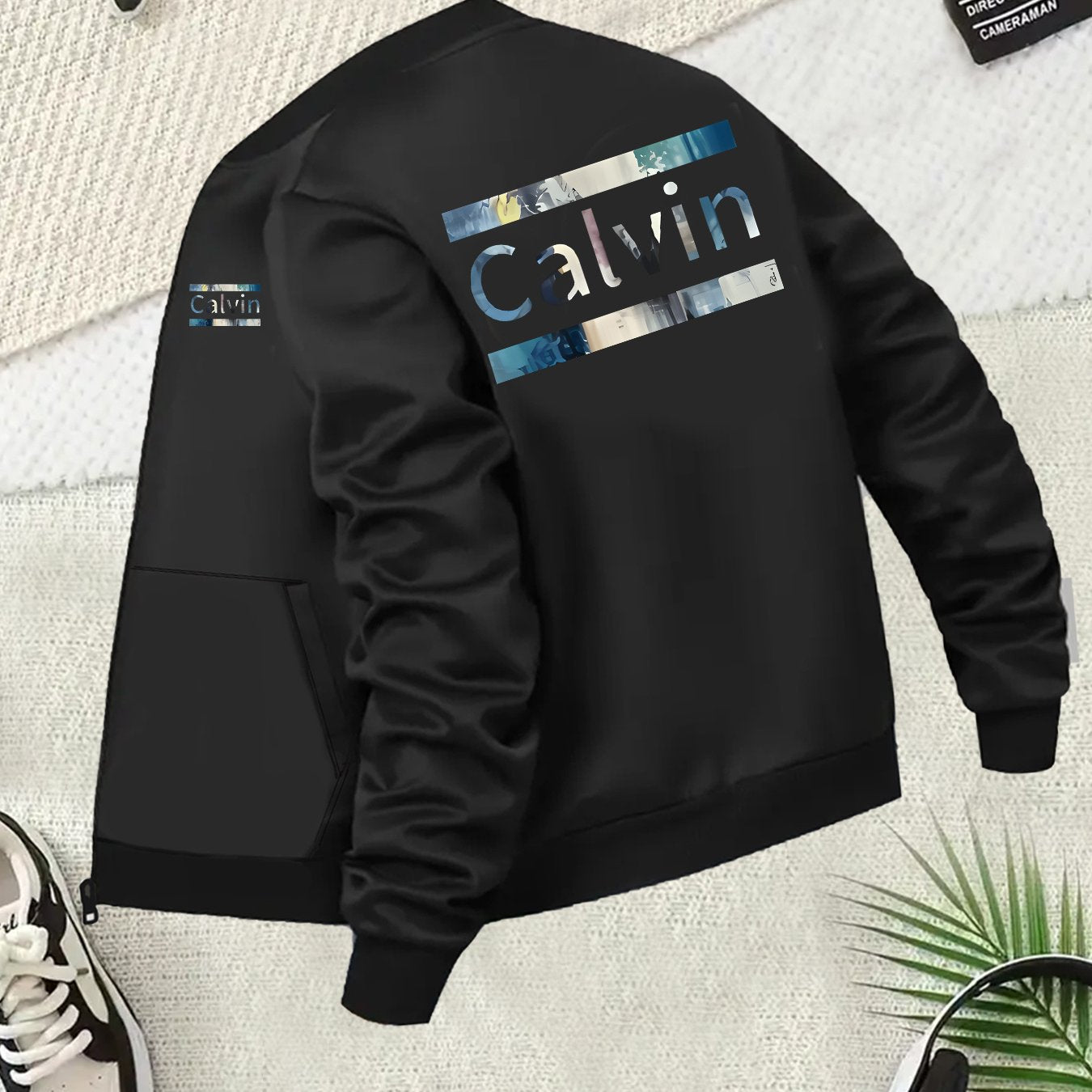 Plus Size Women's Casual Baseball Collar Zip Jacket Black with Stripes