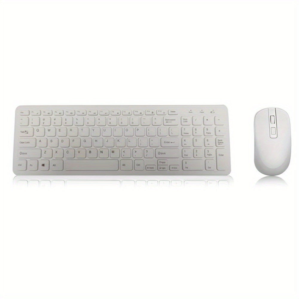 Wireless 2.4G Keyboard and Mouse Combo Slim Ergonomic Optical ABS Compatible with PC