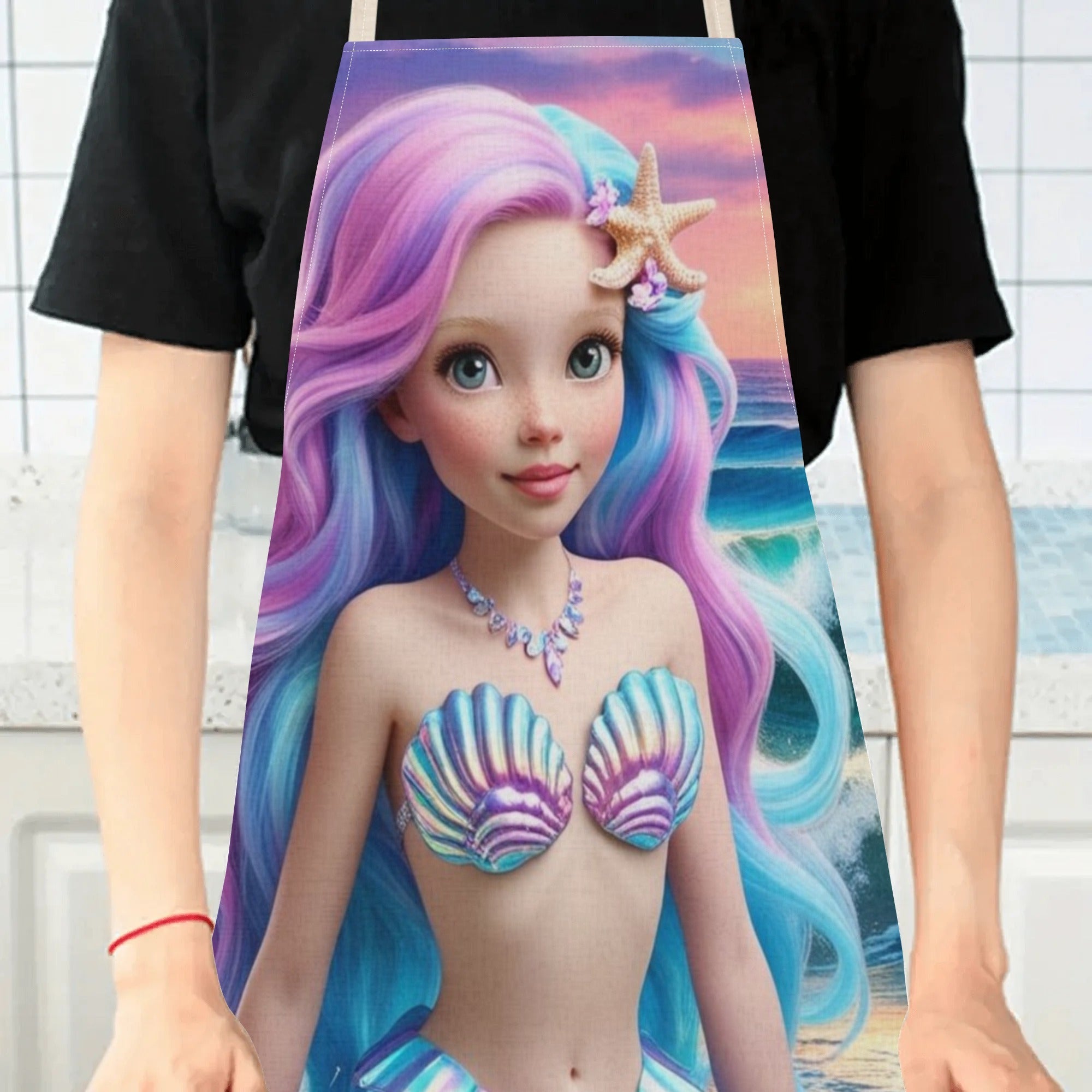 Waterproof Mermaid Apron for Kitchen Cooking Restaurant Hotel Use