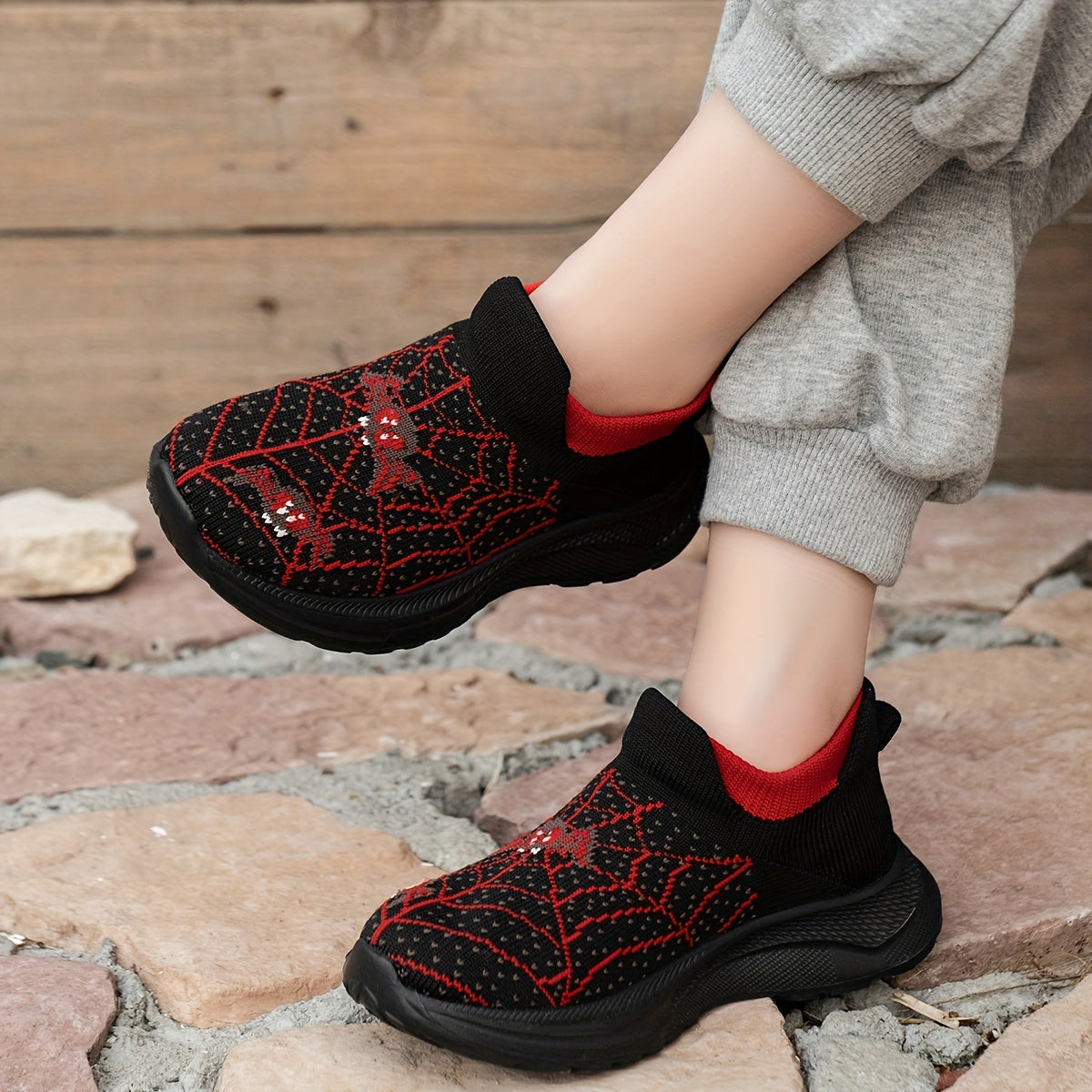 Детские кроссовки-эспандеры с вышивкой в виде паутины, повседневные легкие спортивные туфли с кисточкой и дышащей тканью