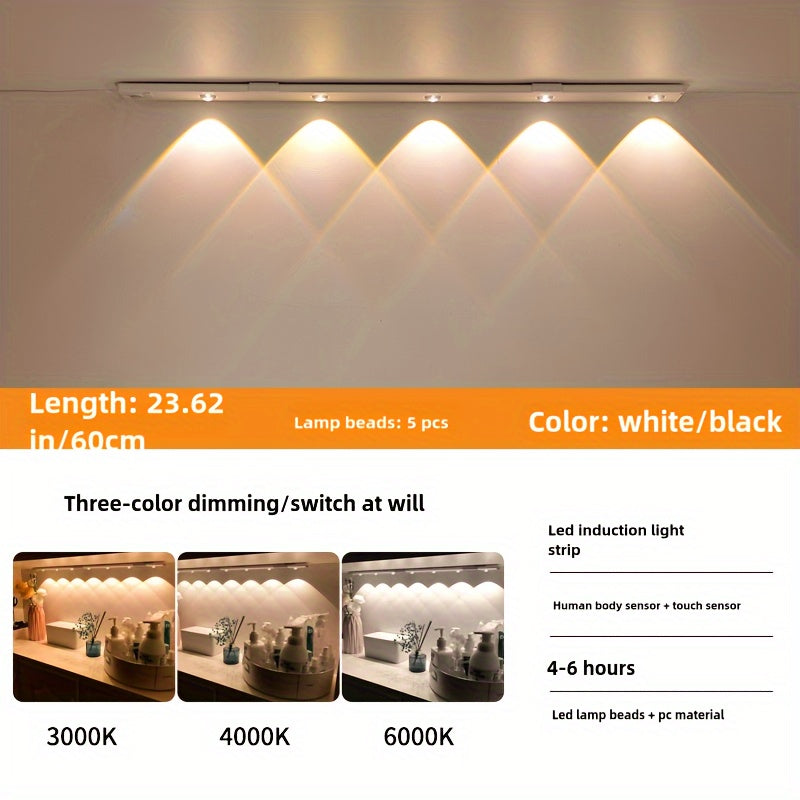 Rechargeable LED Night Light with Motion Sensor Wall-Mounted Battery Powered Warm White