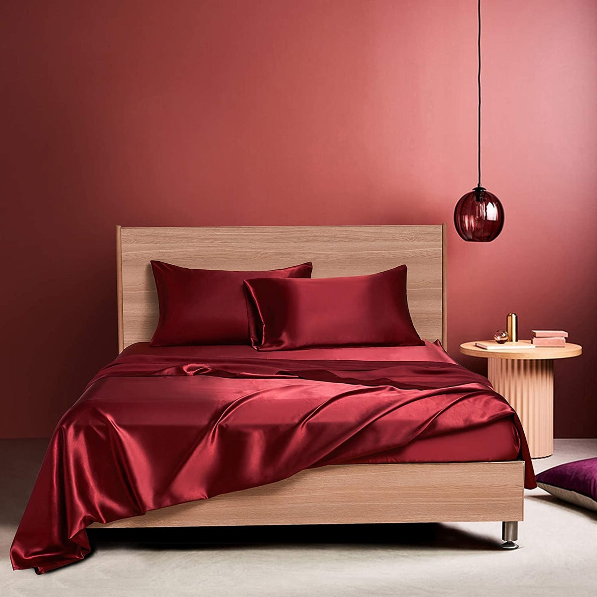 Satin Sheet Set 3 or 4 Piece Includes Fitted Flat Sheets and Pillowcases