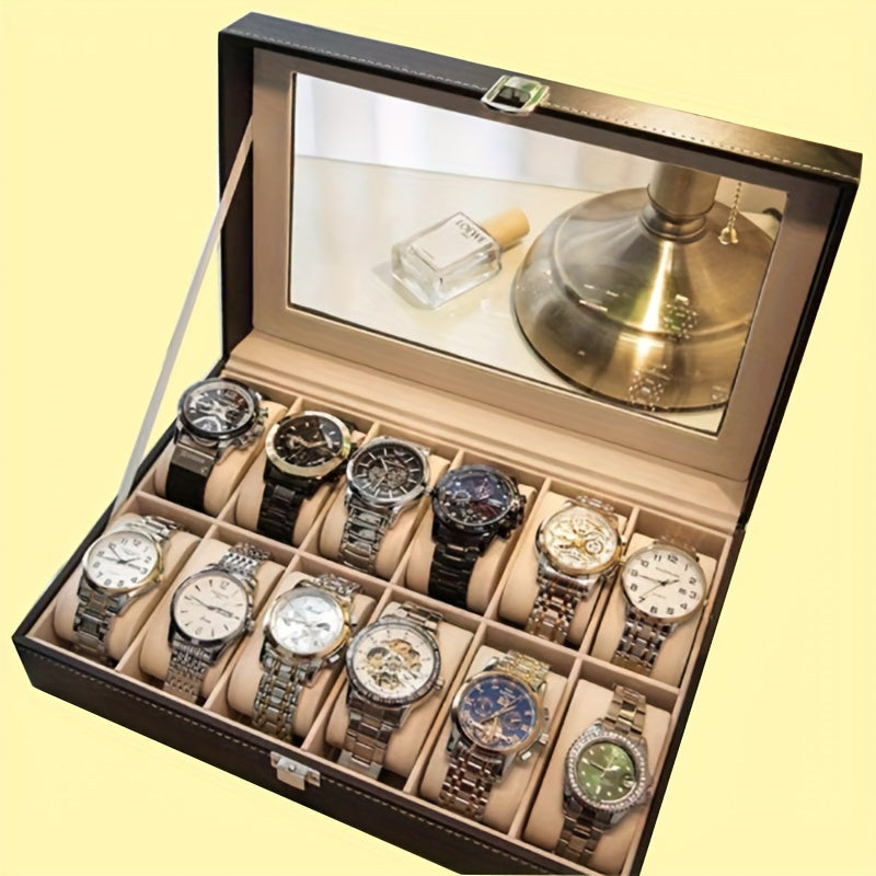 Luxury Travel Watch Storage Box with High Capacity and Retro Design for 6, 10, or 12 Watches