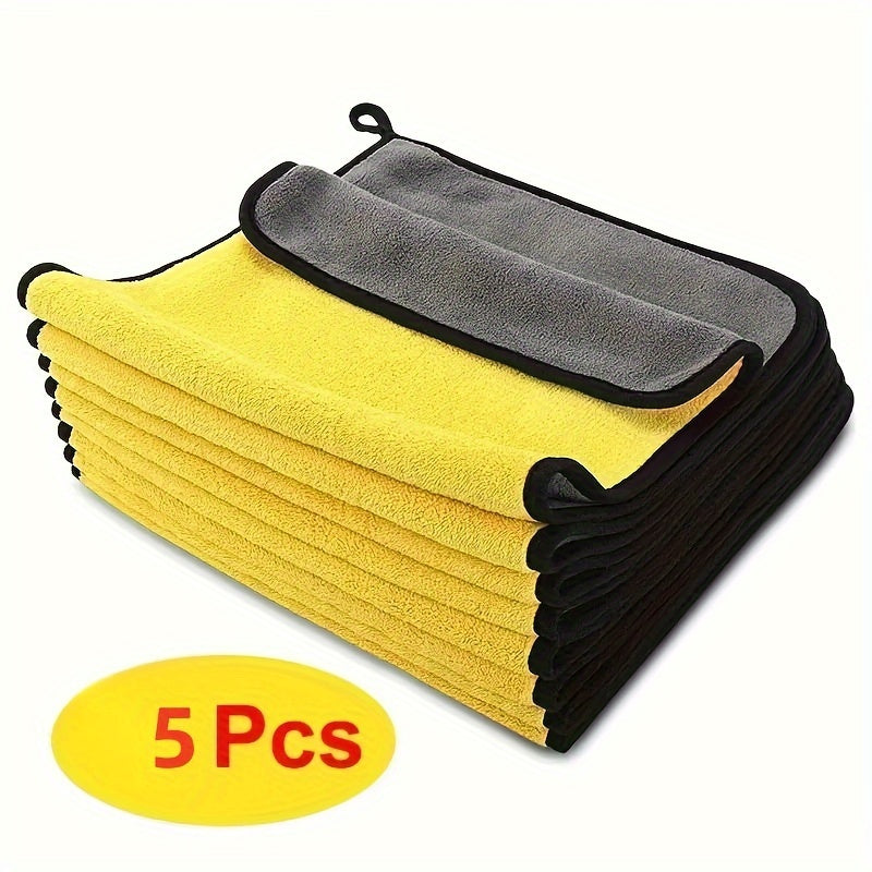 5/10 Thick Microfiber Car Wash Towels Double-Sided Coral Velvet Reusable for Car and Home Cleaning