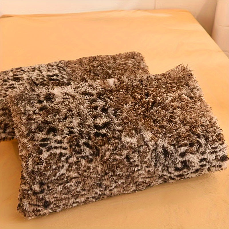 Leopard Print Faux Fur Duvet Cover Set 3 Pieces Soft Warm Bedding